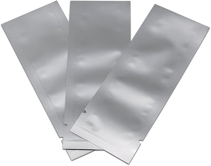 PABCK 200 Pieces 2.75x9.4 inch (Inside Size 2.35x9 inch) Coffee Food Storage Heat Seal Pure Mylar Foil Bag Vacuum Pouch for Sample Packaging