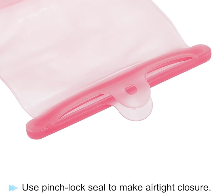 Reusable Silicone Food Storage Bags 3Pcs, Reusable Freezer Bags, Leakproof Reusable Storage Bags for Meats Fruits Veggies-Pink+White+Blue