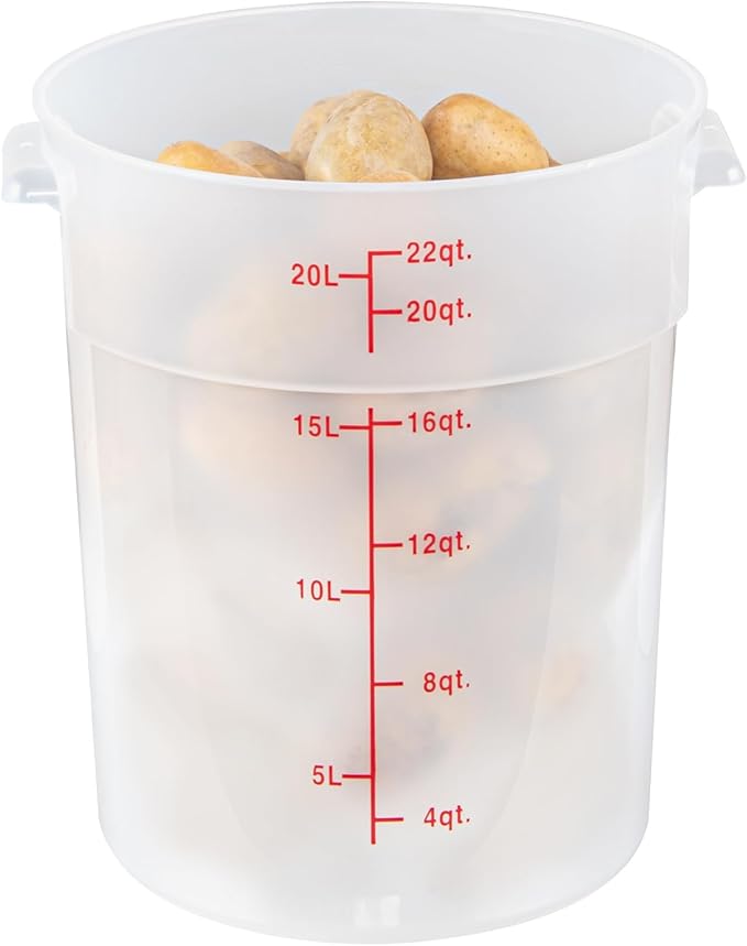Restaurantware-Met Lux 22 Quart Food Storage Container, 1 Translucent Storage Container - Lids Sold Separately, Red Volume Markers, Dishwashable Container, Side Handles, For Storing Foods
