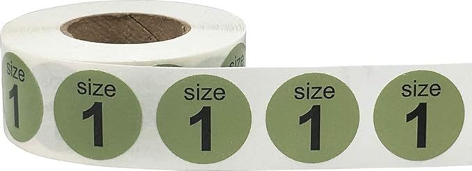 Shoe Size 1 Olive Green Stickers for Retail Clothing – 0.75 Inch Round, 500 Adhesive Labels Per Roll for Footwear Boxes, Retail Stores, Inventory, Displays – Made in The USA