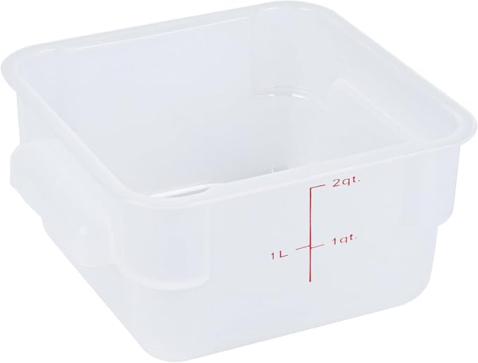 Restaurantware - Met Lux 2 Quart Food Storage Container, 1 Translucent Storage Container - Lids Sold Separately, Green Volume Markers, Dishwashable Container, Side Handles, For Storing Foods