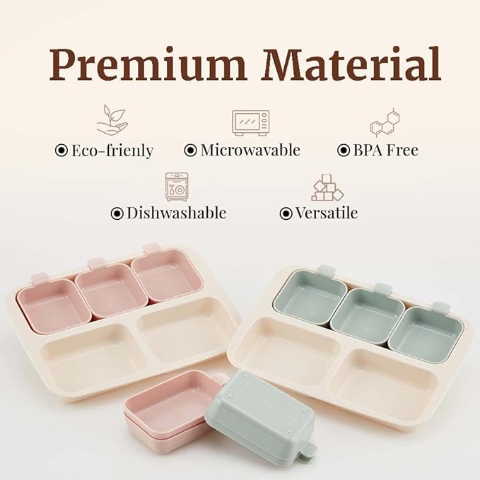 NESTIQUE Diet Portion Control Plate| Food Portion Containers & Divided Plates for Adults | Reusable & Microwavable Plates with Dividers |Silicon Portion Control Containers for Weight Loss Vanilla Pink