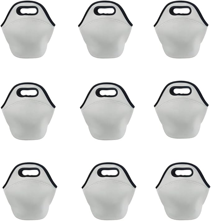 QOMOLANGMA 6 pcs Sublimation Blank Lunch Bag 11.8 x 11.8 in Tote Bag Reusable Insulated Thermal Food Carry Case Handbags with Zipper for Heat Press Transfer Printing (white)