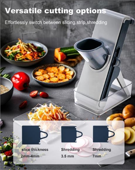Blue Mandoline Slicer - Potato & Vegetable Food Slicer & Chopper, Easy to Clean, Detachable Kitchen Artifact