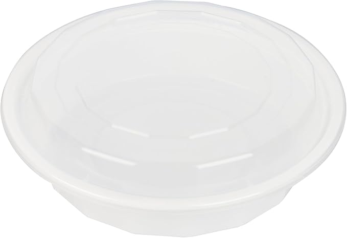 Restaurantware Asporto 24 Ounce To Go Boxes 100 Microwavable Take Out Food Containers - Clear Plastic Lids Included Do Not Contain BPA White Plastic Catering Food Containers Disposable Round