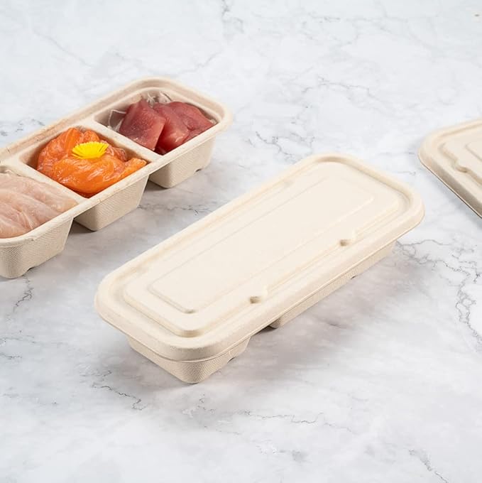 Restaurantware-LIDS ONLY: 9.1 Inch Disposable Lids, 100 Sustainable To Go Containers with Lids - Microwavable, Freezable, Bagasse Lid, Grease-Resistant, Containers Sold Separately