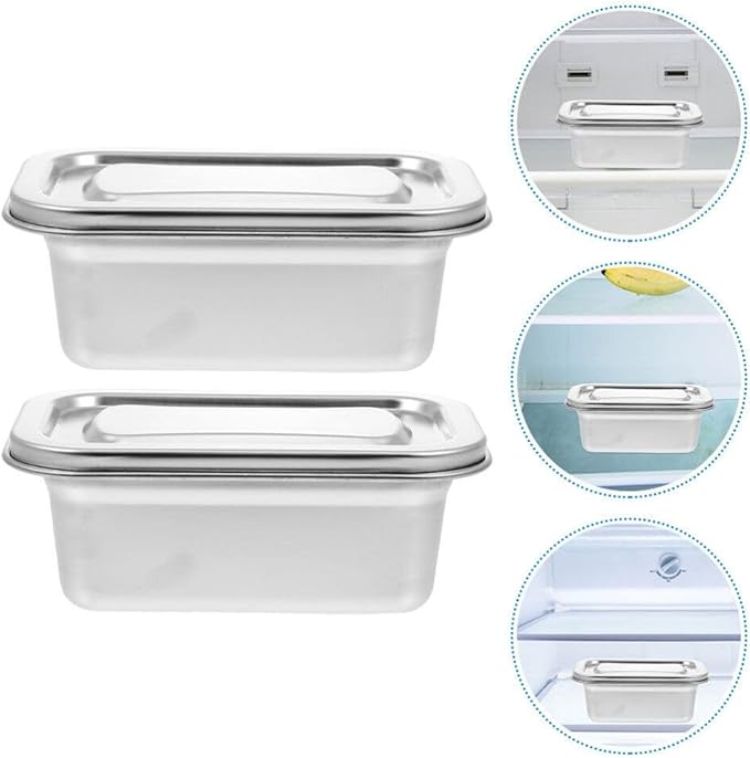 2Pcs Ice Cream Storage Containers for Freezer Refrigerator Storage Organizer with Lid Fridge Organizer Bins for Ice Cream and Treats and Stackable