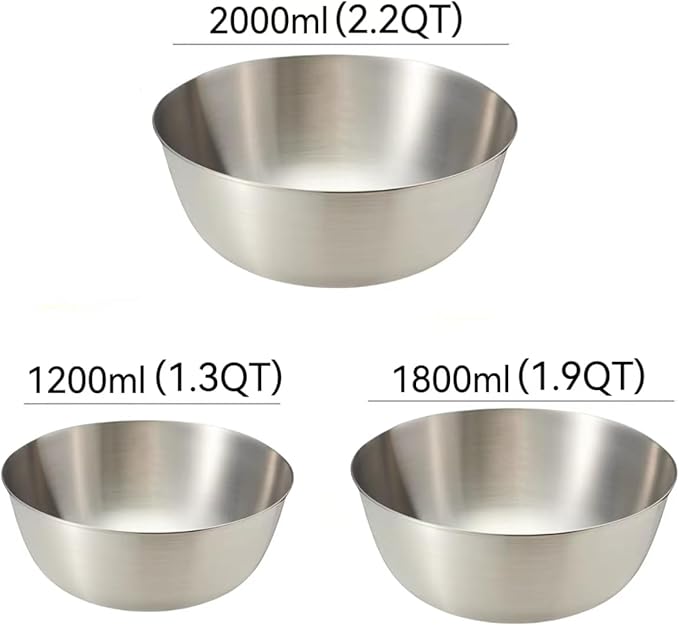 Stainless Steel Mixing Bowls-3 Packs Thicker Stainless Steel Mixing Bowls Set- Nesting Bowls for Space Saving Storage, Great for Cooking, Baking, Prepping