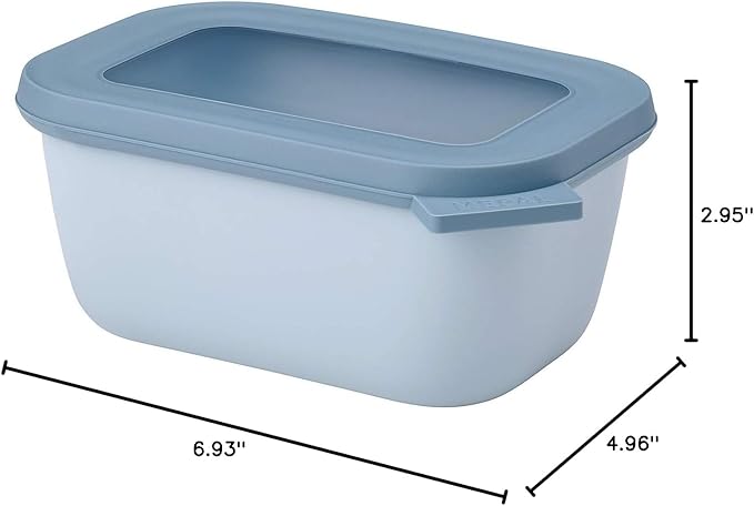 Mepal Cirqula Multi Bowl Rectangular 750 ml Nordic Blue-Food Storage Box-Stackable-Dishwasher Safe, Polypropylene