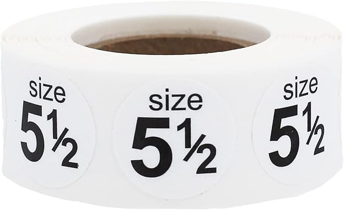 Shoe Size 5 1/2 White Stickers - 3/4 Inch Round, 500 Semi-Gloss Adhesive Labels Per Roll for Retail, Footwear Inventory, and Organization - Made in The USA
