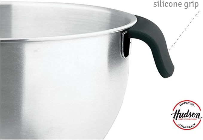 HUDSON Steel Mixing Bowl with Silicione Bases 9.5in (PFOA, PTFE & CADAMIUM)