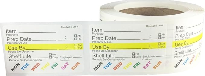 InStockLabels Dissolvable Food Labels - 2” x 3” (500 Labels) - Rotation Food Stickers for Kitchen & Restaurant Supplies - Ideal for Jar, Containers and Freezer Storage, Kitchen Stickers