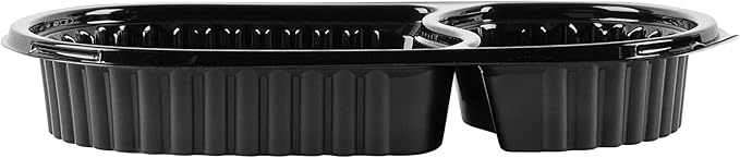 Restaurantware RW Base 20 Ounce Meal Prep Containers, 100 Microwavable To Go Containers With Lids - Disposable, Freezable, Black Plastic Oval Food Containers, Pack Hot And Cold Food, For Takeaway