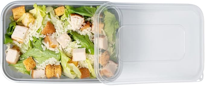 Restaurantware Futura 22 Ounce Meal Prep Containers With Lids 100 Microwavable To Go Containers - Disposable For Packaging Lunches or Take Out Orders Silver Plastic Food Containers With Lids