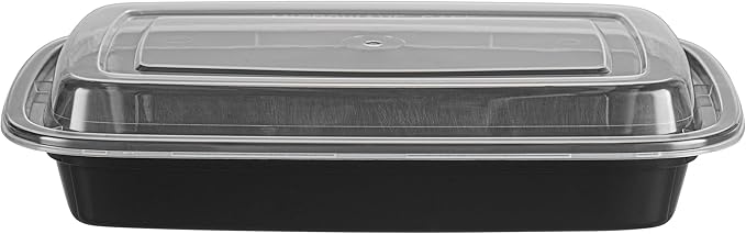 Restaurantware Asporto 16 Ounce To Go Boxes 100 Microwavable Round Soup Containers - Clear Plastic Lids Included Do Not Contain BPA Black Plastic Catering Food Containers Disposable