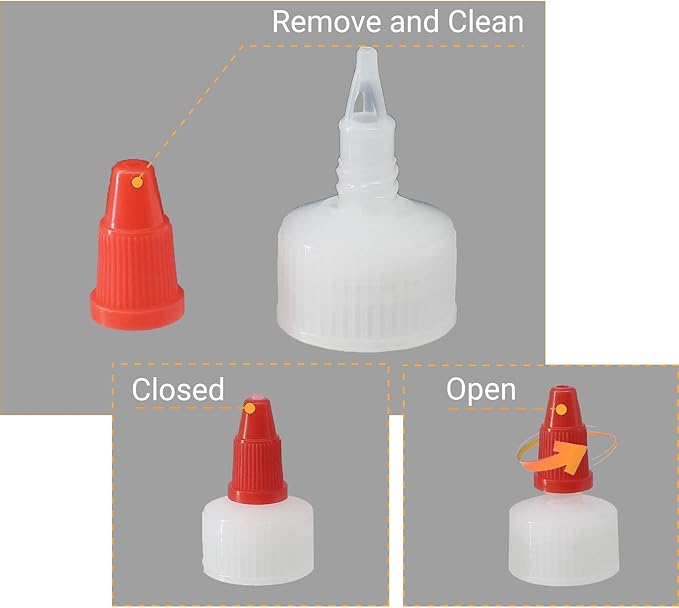 10 Pack 8 oz Graduated Plastic Squeeze Squirt Condiment Bottles with Red Twist On Cap Lids - for Condiments, Oil, Icing, Liquids–with Extra 1 Silicone Funnel, 18 Chalk Labels and 1 Pen