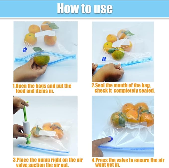 Large Sous Vide Bags,15pcs10.2x13.4in/26 * 34cm BPA Free Reusable Vacuum Sealer Bag,Keep Food Fresh, with 2 Sealing Clips