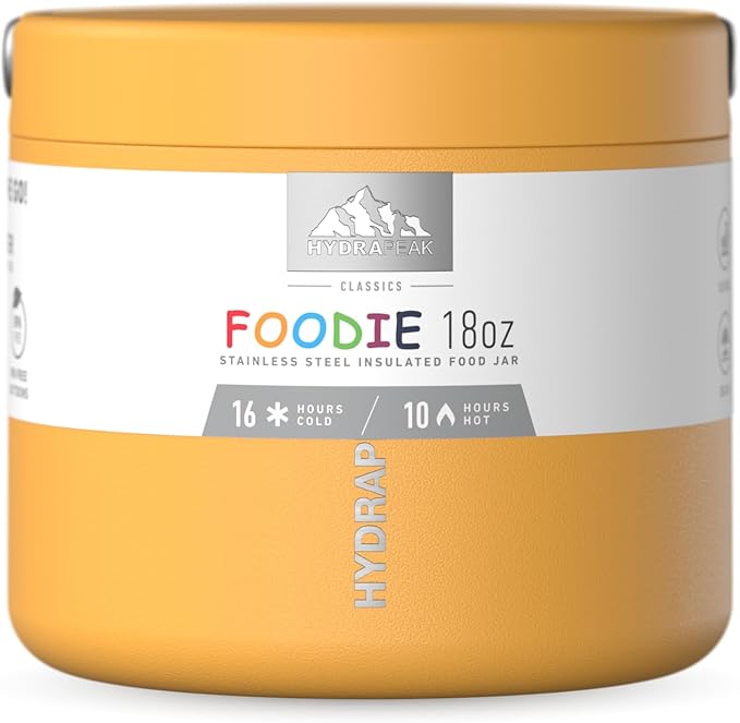Hydrapeak 18oz Stainless Steel Vacuum Insulated Thermos Food Jar | Thermos for Hot Food and Cold Food, Wide Mouth Leak-Proof Soup Thermos for Adults, 10 Hours Hot and 16 Hours Cold (Tangerine)