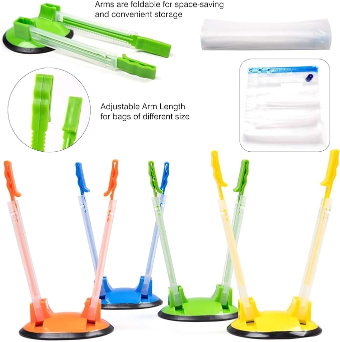 Baggy Rack For Ziploc Bag Holder, Food Prep & Freezer Bag Holders, 6 Pack/6 Color