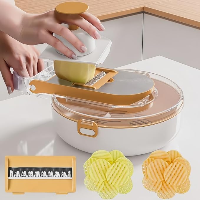 Mandoline Slicer for Kitchen, Food Chopper, Vegetable Slicer with Container