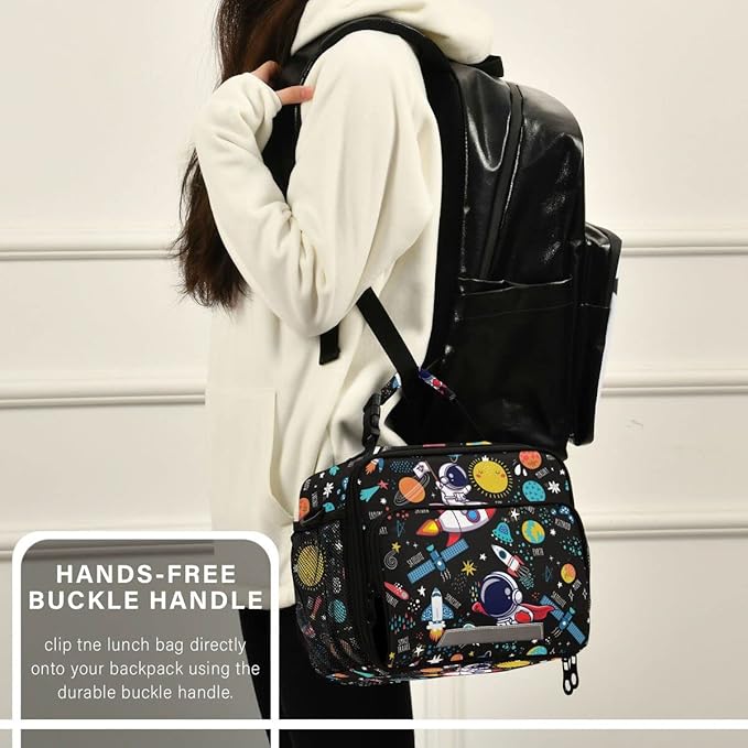 MNSRUU Lunch Bag Space Astronaut Insulated Lunch Bag Women Lunch Totes Men Lunch Box with Adjustable Shoulder Strap Lunch Bag for Work Office School Picnic
