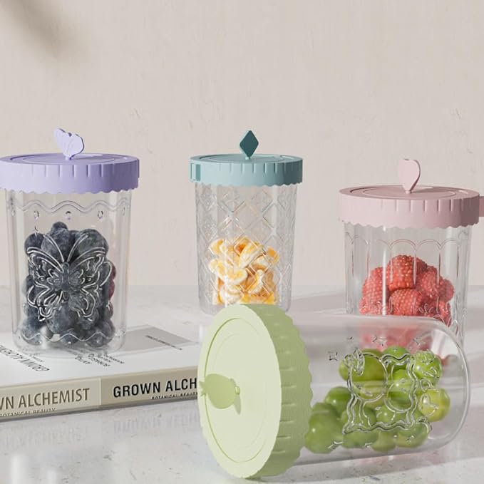 20 OZ Glass Overnight Oats Containers with Lids and Spoons, 4 Pack Wide Mouth Glass Mason jars with Airtight Lids, Meal Prep Jars for Fruit, Cereal, Yogurt, Fridge Dishwasher Safe (Blue)