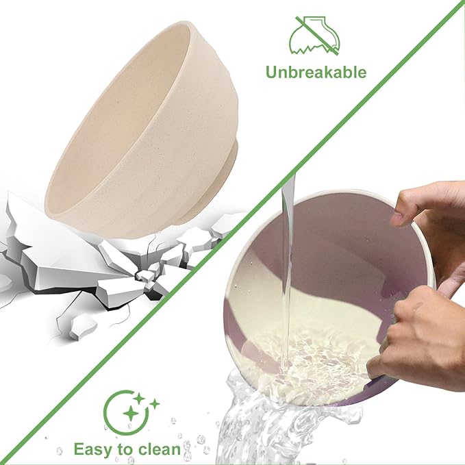 Wheat Straw Bowl Sets,4 PCS Unbreakable Cereal Bowl 60 OZ,Microwave and Dishwasher Safe Bowls,Super Big Bowl Sets BPA Free Bowls for Serving Soup,Oatmeal and Salad Etc…