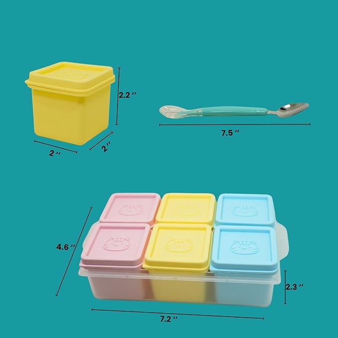 2ME Silicone Pet Food Containers 4Oz each with Scoop - 6 Pack Freezer Safe, Airtight Freshness Lids for Wet Food - Odor-Resistant Dishwasher Trays, Reusable Meal Prep Box to Keep Pet Food Fresh