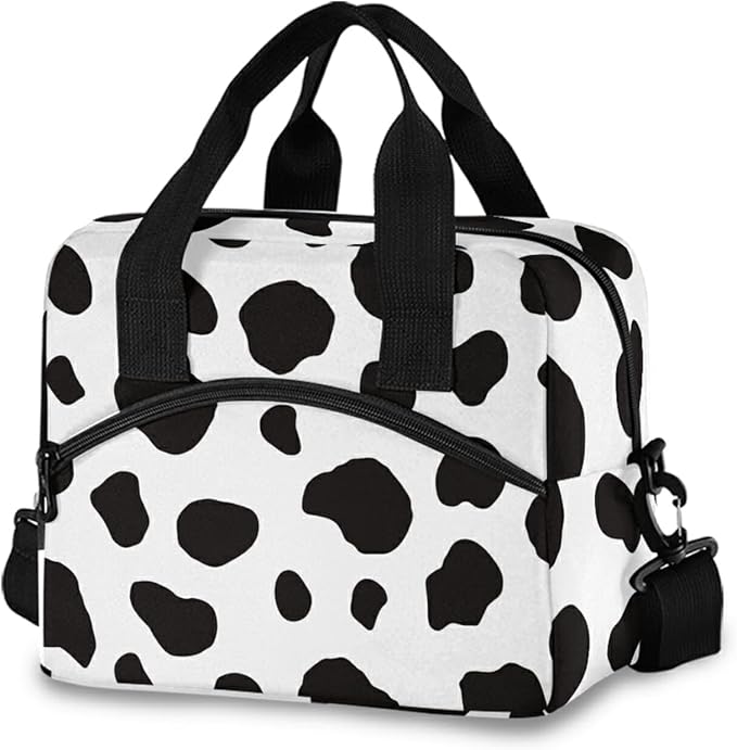 Milk Cow Dot Skin Insulated Lunch Bag Reusable Lunch Tote Bag Cooler Bag for Women Men Adult Lunch Box with Adjustable Shoulder Strap Leakproof Lunch Bag for Work School Picnic Camping