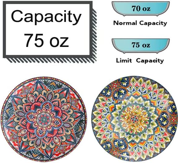 Qlans Serving Bowls 10.2inch 75 Oz Fruit Bowls Salad Bowls, Pasta Bowl Set of 2, Serving Dishes for Entertaining, Vibrant Color Large Bowls for Party,Microwave & Dishwasher Safe