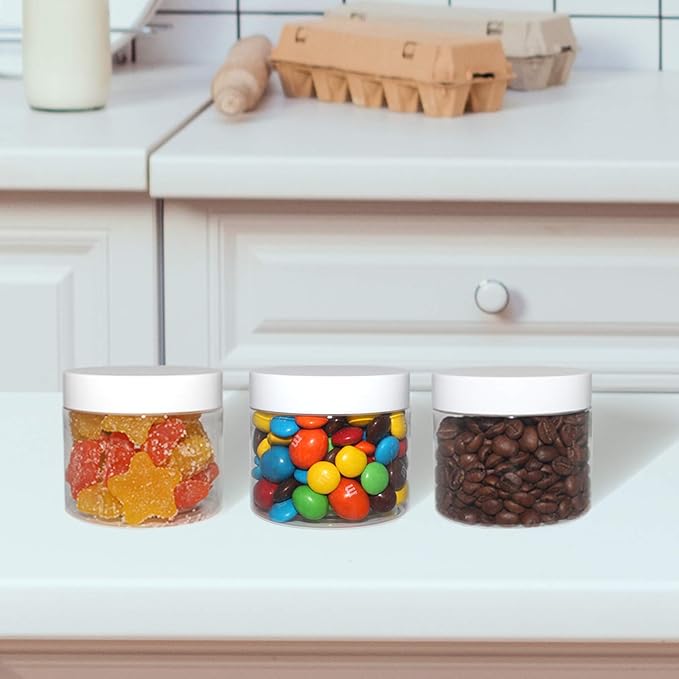 28 Pack 5 oz (150 ml) Plastic Slime Containers with White Lids, Wide-Mouth Storage Jars for Slime, Body Butter, Cosmetics, Scrub