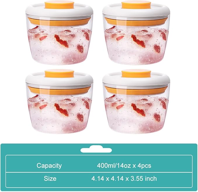 Glass Meal Prep Containers Overnight Oats Containers with Pop Lids,Airtight Food Storage Containers Reusable, Glass Bowl Wide Mouth Jars for Cereal Fruit Milk Salad Yogurt 4-Piece set 14oz 400ml