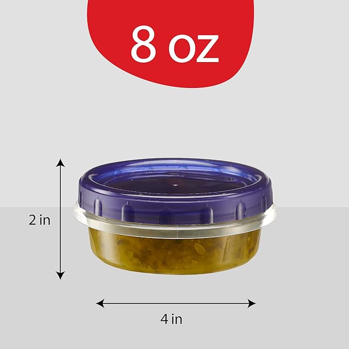 PLASTICPRO 6 Pack Twist Cap Food Storage Containers with Blue Screw on Lid- 8 oz Reusable Meal Prep Containers - Freezer and Microwave Safe Blue Plastic Food Storage