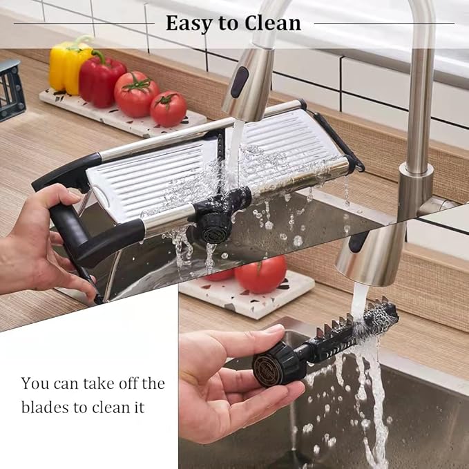 VEKAYA Mandoline Slicer,Mandoline Food Slicer for Kitchen,Mandolin,Potato,Vegetable Chopper,Adjustable Stainless Steel Veggie Onion Tomato Julienne Cutter with Cut-Resistant Gloves