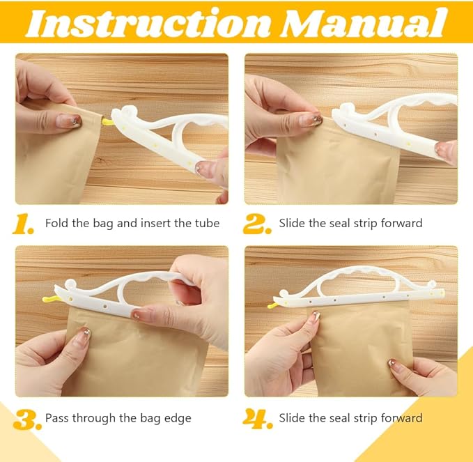 Food Bag Sealing Clips, Curved Design Bread Clip Large Size Chip Clips for Snack Coffee Bag Food Packages,10pcs, 2 Sizes(Yellow, White)