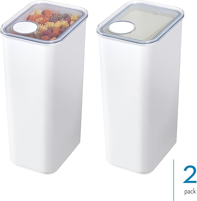 iDesign Extra Large Airtight Kitchen Canister with Removable Pour Cap - Set of 2 - White