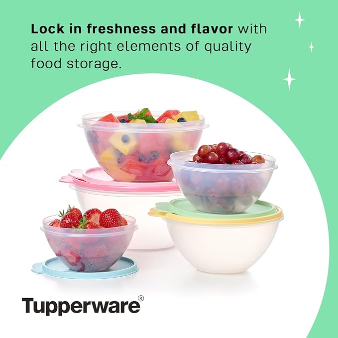 Tupperware Heritage Wonderlier 10 Piece Food Storage Bowl Set in Vintage Colors, Dishwasher Safe and BPA Free (5 Containers, 5 Lids)