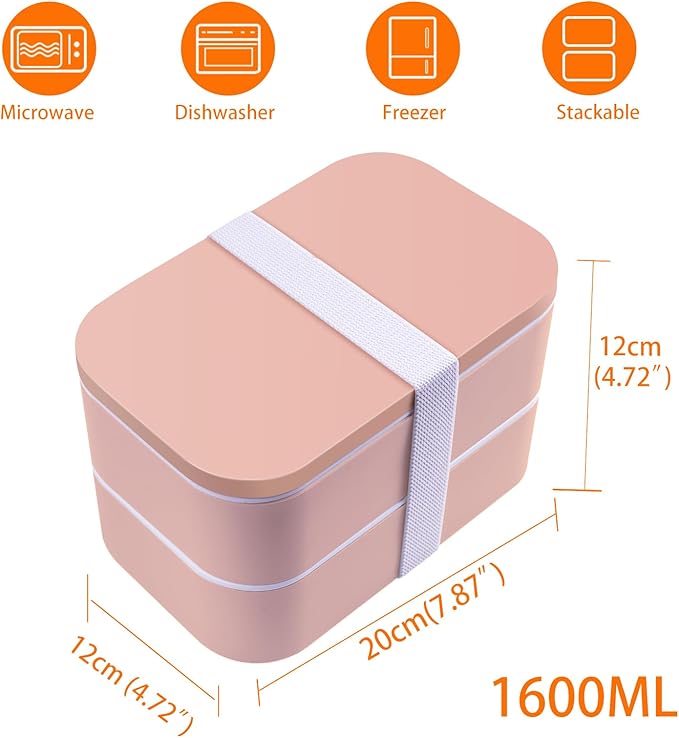 Bento Lunch Box with Lunch Bag, Japanese Lunch Containers for Adults, Leakproof 54oz Red