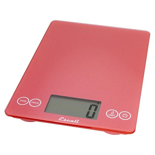 Escali Arti Glass Food Scale Digital Countertop Kitchen, Baking and Cooking Scale with Nutrition and Calorie Counter, 15-Pound Capacity, 9" x 6.5" x .75", Desert Rose