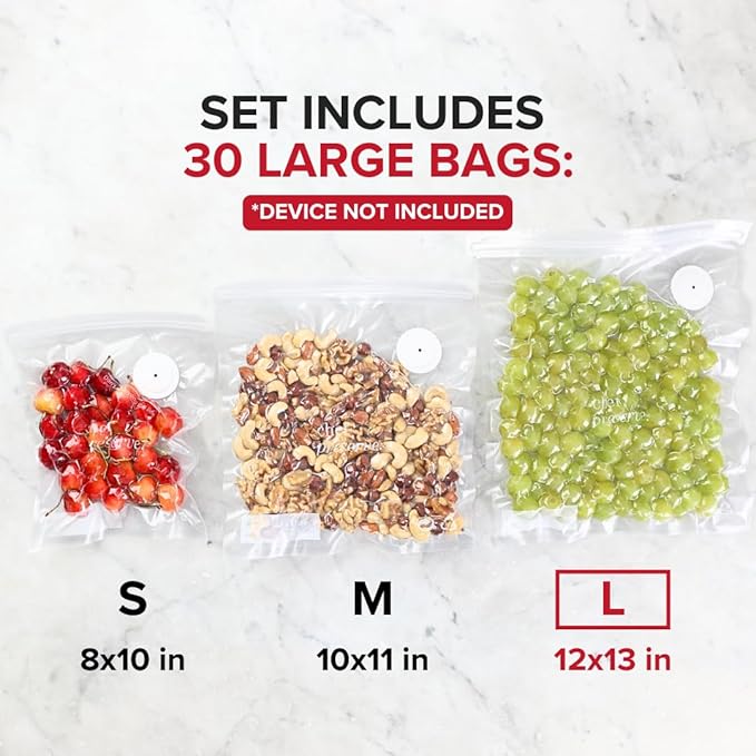 Chef Preserve Vacuum Sealer Bags Large Size 30 Bags