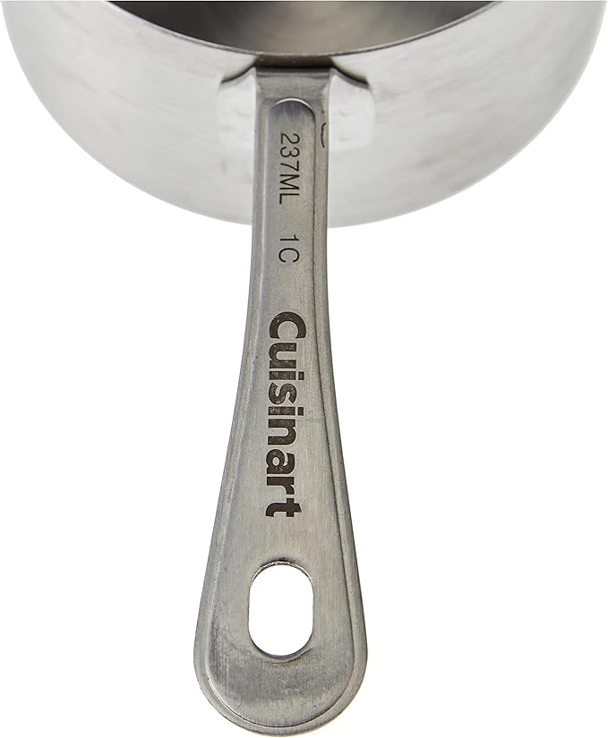Cuisinart Fondue Pot, 3 Quart, For Chocolate, Cheese, Broth, Oil, Stainless Steel, CFO-3SSP1 & CTG-00-SMC Stainless Steel Measuring Cups, Set of 4,Silver