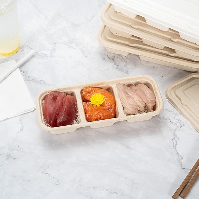 Restaurantware-LIDS ONLY: 9.1 Inch Disposable Lids, 100 Sustainable To Go Containers with Lids - Microwavable, Freezable, Bagasse Lid, Grease-Resistant, Containers Sold Separately