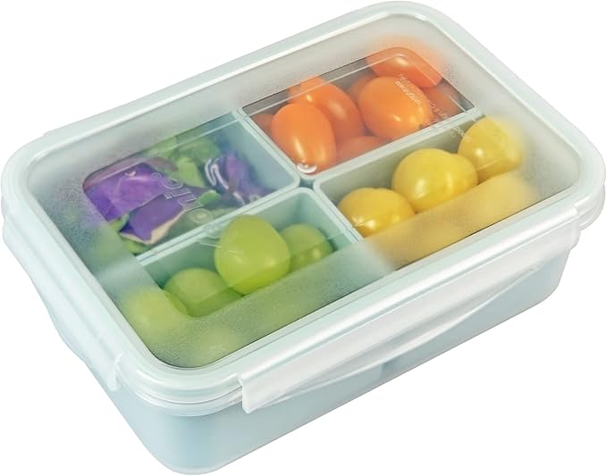 carrotez Food Storage Container with 4 Removable Compartments, Food Prep Container with Airtight Lids, Portion Control Container, Reusable, BPA Free, 4.6 Cup(1100ml)