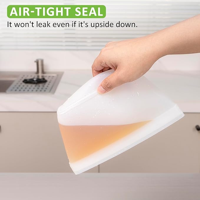 Reusable Silicone Food Storage Bags - 100% Food Grade BPA-Free, Freezer/Microwave/Dishwasher Safe | Stand-Up Zip Closure, Leakproof Eco-Friendly Meal Prep Containers (3 Pack)
