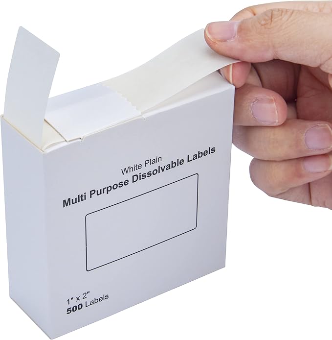 L LIKED Blank White 1 x 2 Inch Dissolvable Labels for Food Rotation Prep roll of 502 (3 Rolls)
