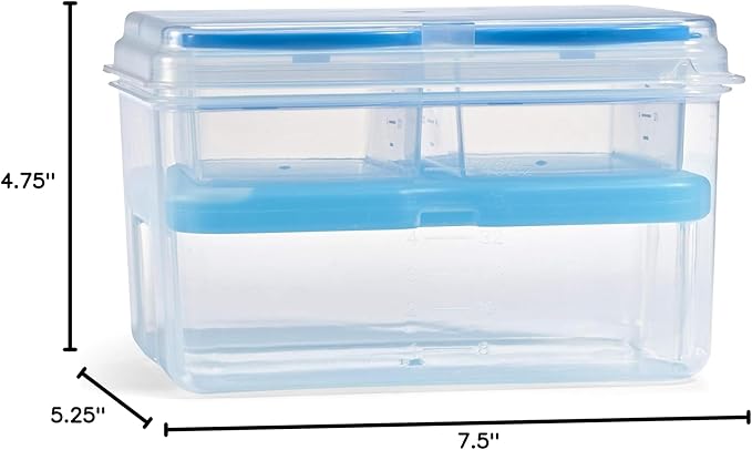 Fit & Fresh 216HL Entree Set with Ice Pack, 3 Reusable Portion Control Containers, BPA-Free, Microwave/Dishwasher Safe Lunch Box, Entrée, Blue