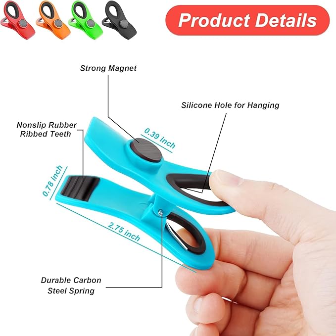 20 Pack Chip Clips, Bag Clips, Chip Clips Heavy Duty, Bag Clips for Food Storage, Kitchen Clips, Clips for Chips and Other Food Bags, Snack Clips