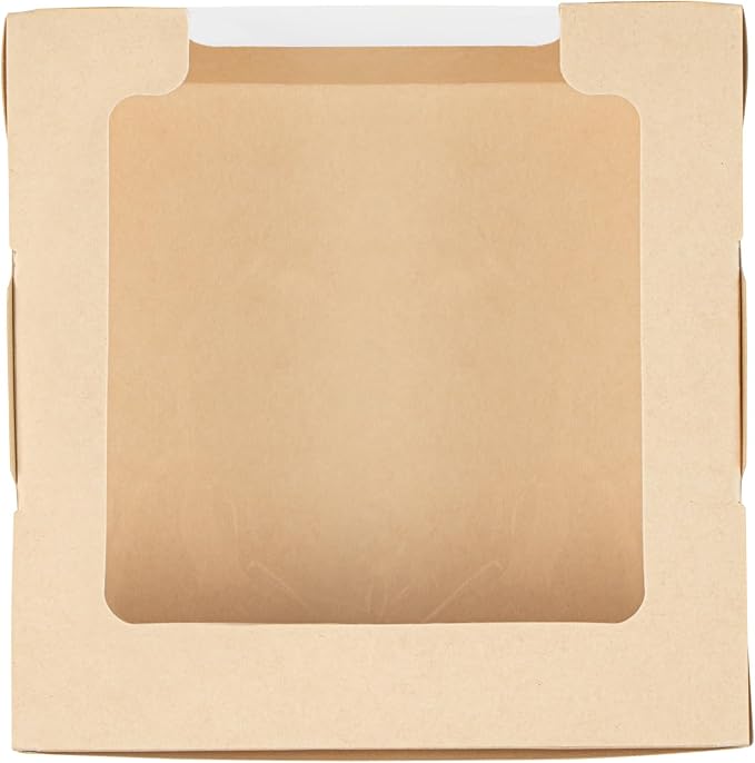 Restaurantware-Sustain 26 Ounce Sturdy Paper Take Out Boxes, 50 Disposable Take Out Food Containers - With PLA lining, Clear PLA Window, Bamboo Paper Containers, Compostable, Tab-Lock Design