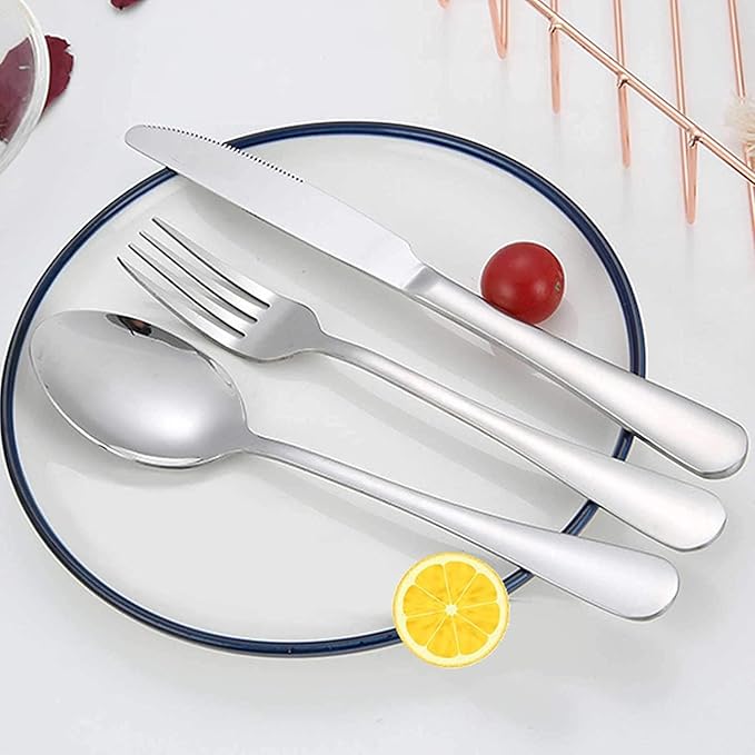 Portable Utensils Set with Case,Reusable Office Flatware Set,Healthy Travel Cutlery Set 3 PCs Stainless Steel Fork, Spoon,Knife Cutlery Ideal for Travel, Lunch Box and Camping (Silver-3PCs)