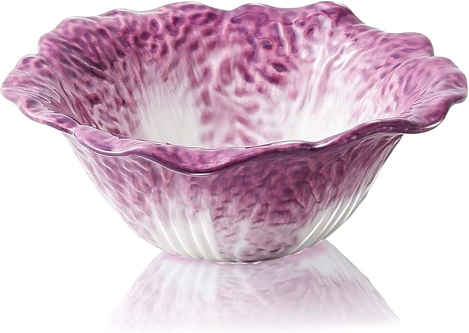 KXZ Purple Cabbage ramen Bowl -16 oz pasta bowl, dishwasher and microwave safe, perfect for salads, party fruit bowls, ceramic pho soup bowls